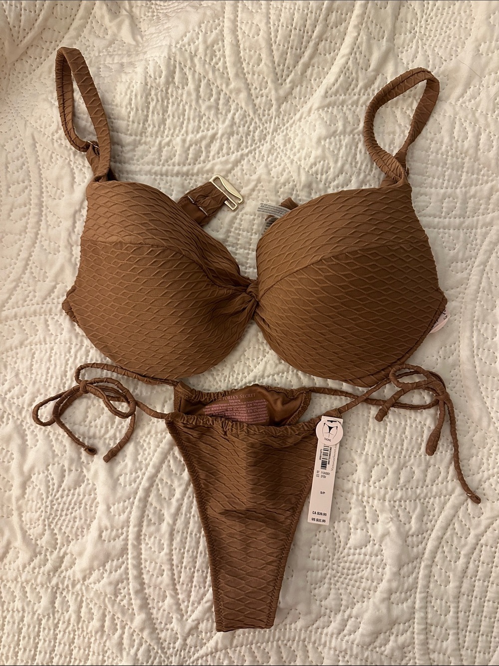 VS SWIM Brown Textured Bikini Set